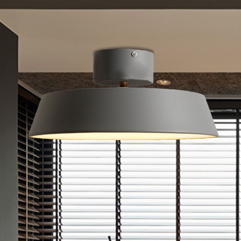Contemporary Barn Semi Mount Lighting 1 Light Metal Rotatable Ceiling Light Fixture with Acrylic Diffuser in White/Green