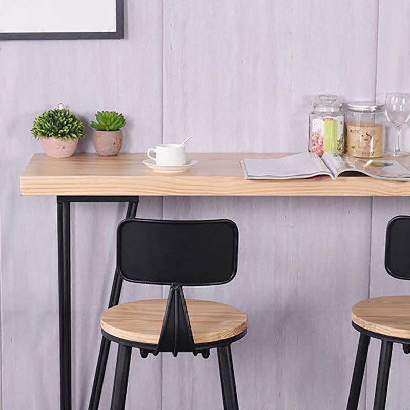 Wood Top Table Industrial Style Bistro Pub Table with 4 Legs