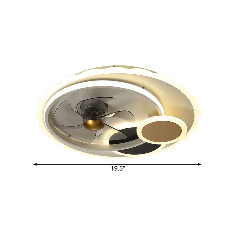 Luz de ventilador colgante colgante de 5 blades Comedor de metal contemporáneo Montaje de techo LED en negro, 19.5 "de ancho