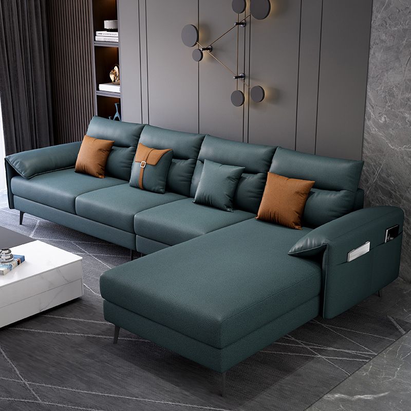 Contemporary Sectional with 4 Pillows Back and Storage Pillow Top Arm