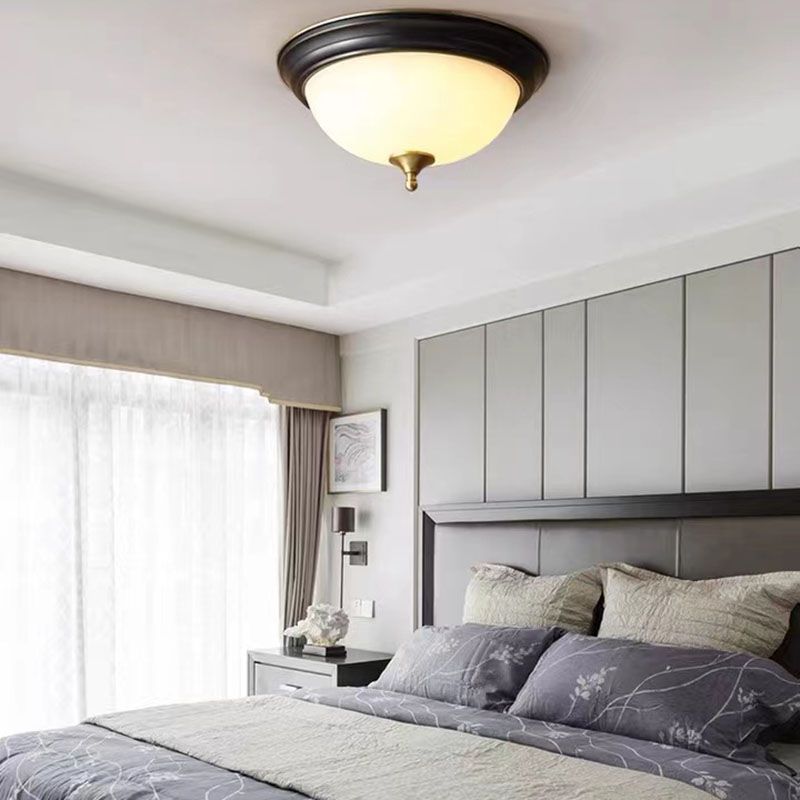 American Style Ceiling Light Dome Shape Ceiling Lamp with Glass Shade for Living Room