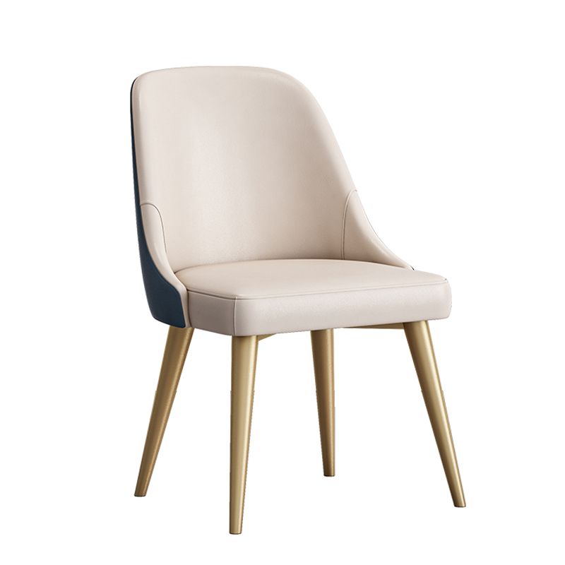 Silla de comedor sin brazos con respaldo sólido de diseño escandinavo, sillas de comedor de cuero PU