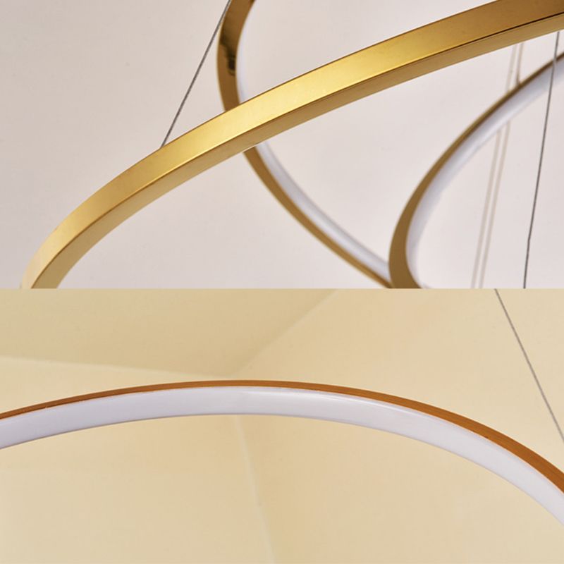 Multi-Layer Living Room Pendant Chandelier Metal LED Modern Hanging Light Kit in Gold