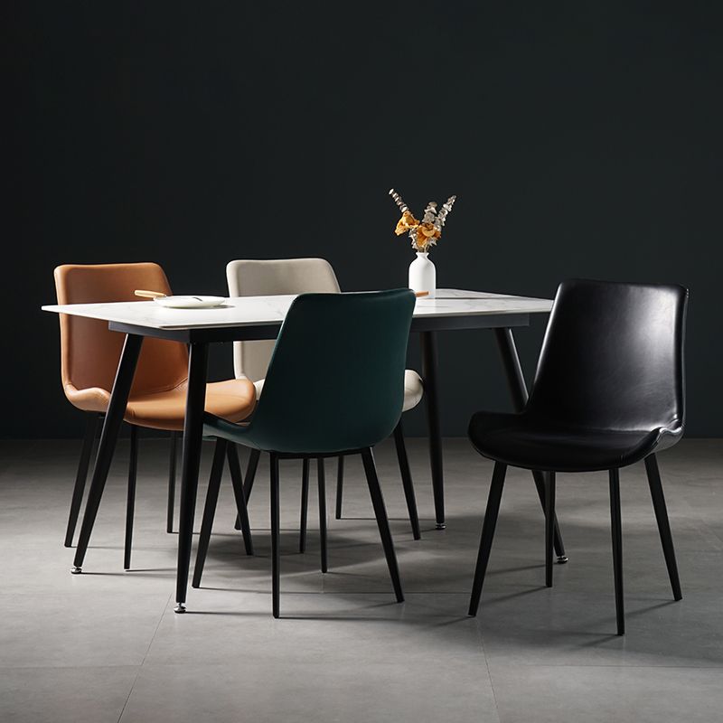 Silla lateral de comedor de metal de estilo nórdico, silla lateral de comedor sin brazos para cocina