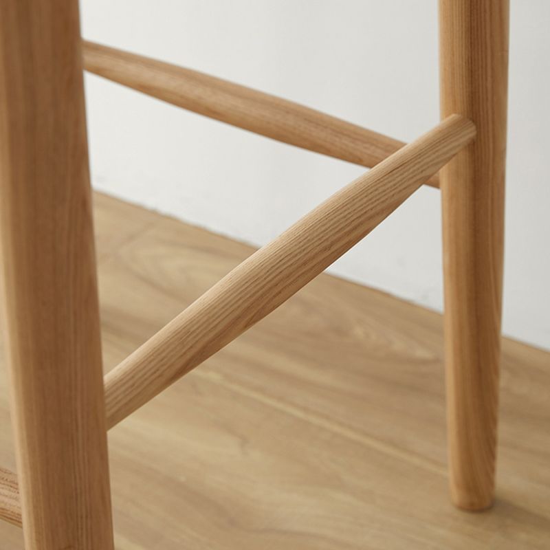 Modern Armless Backrest Counter Stool Wood Cafe Bar Stool with Wooden Seat