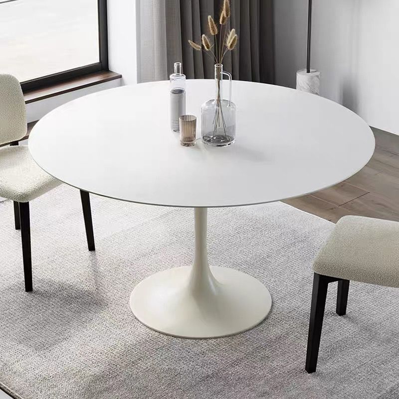 Round Dining Table Tulip Base Dining Table in White for Dining Room