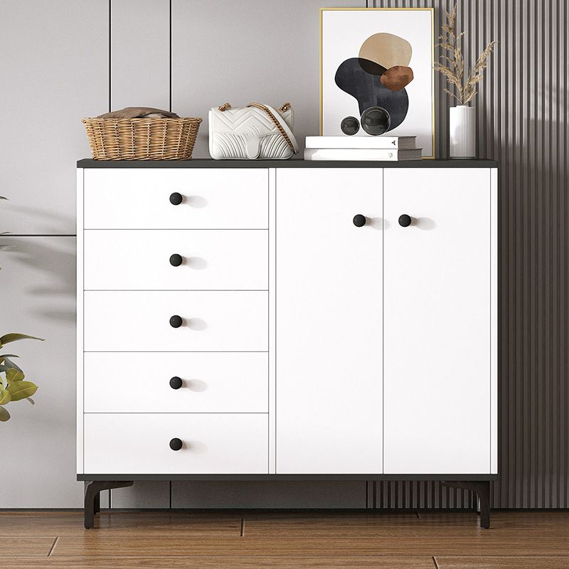 Contemporary Engineered Wood Storage Chest Bedroom Chest in White with Drawers