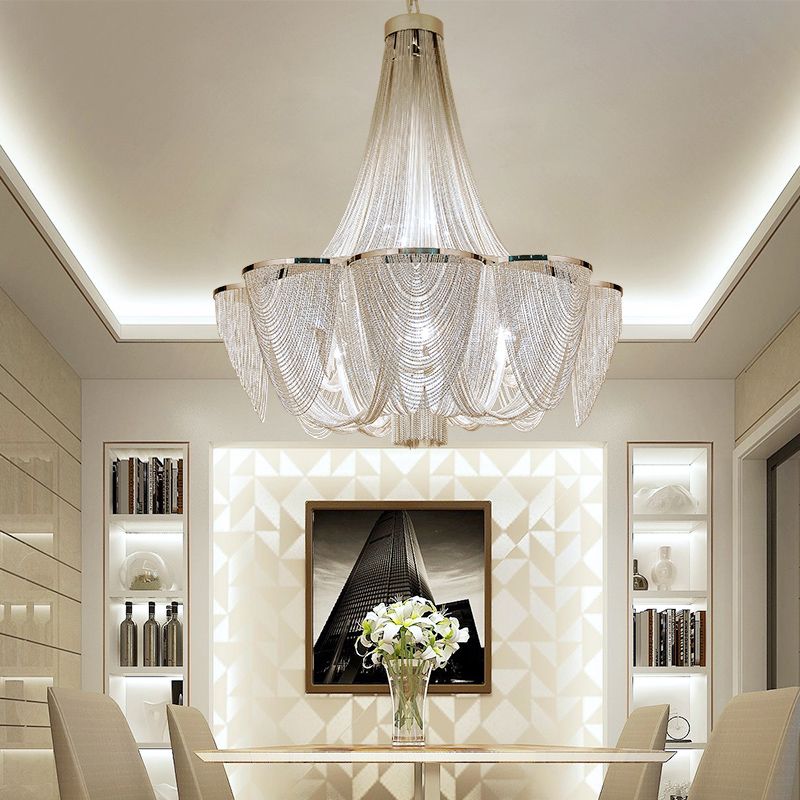 Postmodern Chandelier Light Basket Shape Ceiling Hung Fixtures for Hotel Lobby