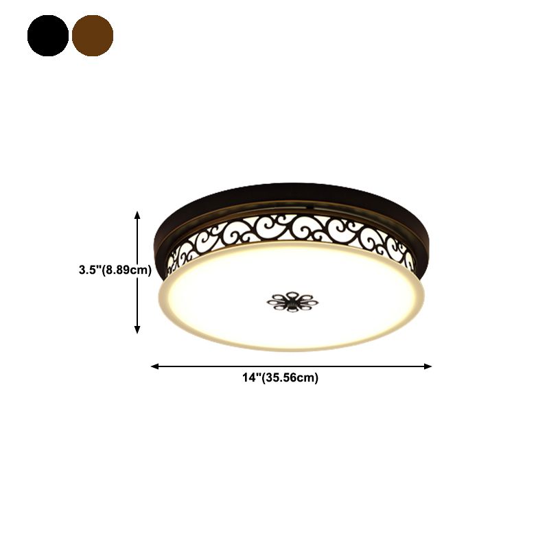 Modern Metal Ceiling Light Circle Shape LED Flush Mount with Glass Shade for Living Room