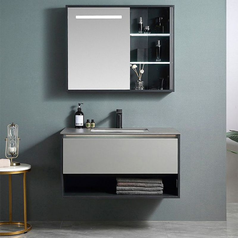 Contemporary Wooden Sink Vanity Storage Shelves Bathroom Sink Vanity