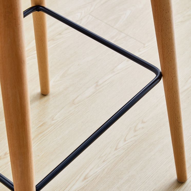 Scandinavian Low Back Armless Bar Stool Beech Solid Wood and Plastic Bar Stool