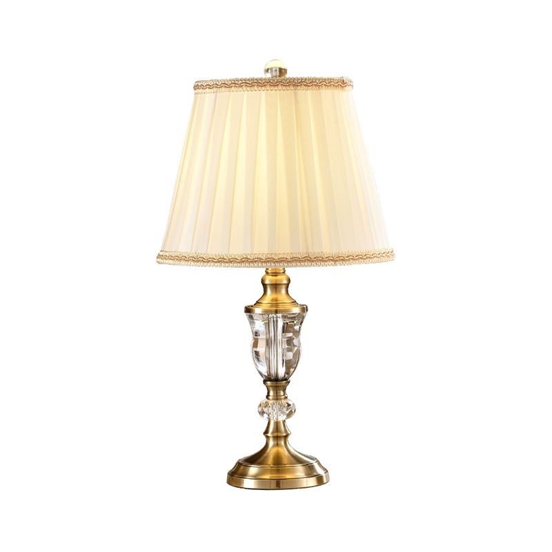 Tissu plissé lampe à tâche contemporaine 1 Livre de lecture de bulbe Lumière en beige pour étudier
