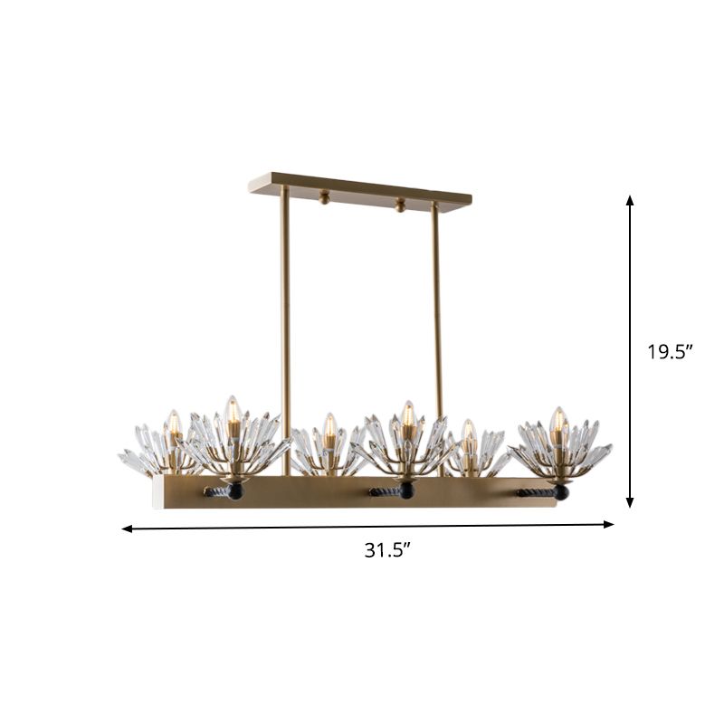 Black Sputnik Island Light Fixture Simple Cut Crystal 6 Bulbs Ceiling Pendant for Restaurant