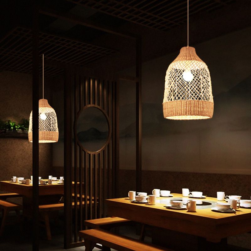 Rattan rond hangende lichtarmatuur Azië -stijl hangend hanglampje