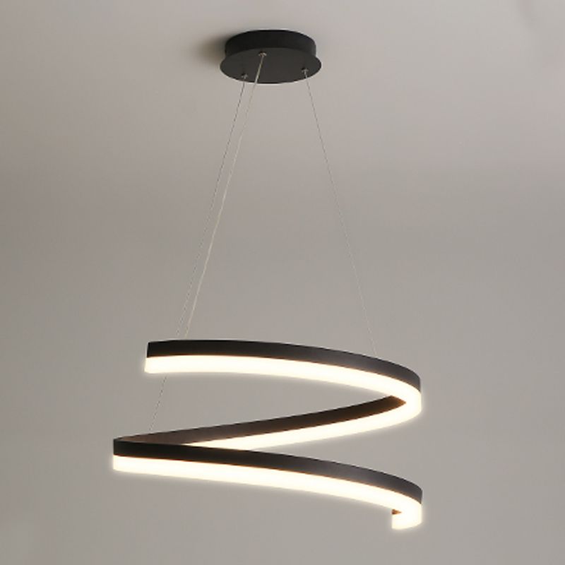 Curvas sin costuras Luz de colgante lámpara de lámpara contemporánea metal 1 luz
