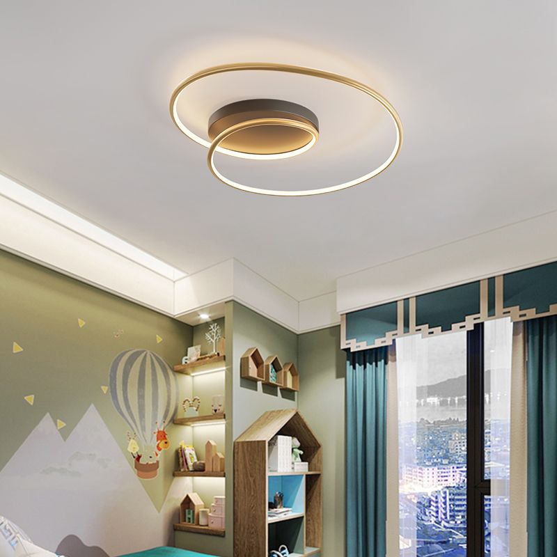 Modern Metal Flush Mount Linear Shape Flush Ceiling Light in Black and Gold with Acrylic