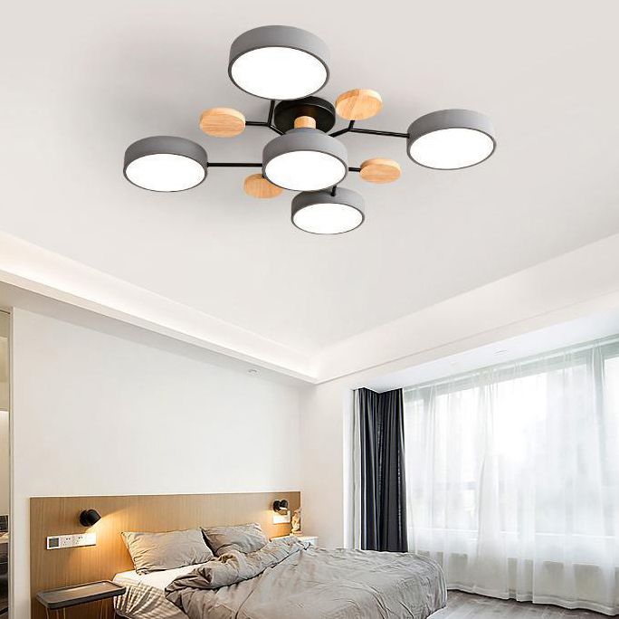 Orde circolare soggiorno LED LED SEMI FLUSH MONTO MODERNO ACRILICO LUCE