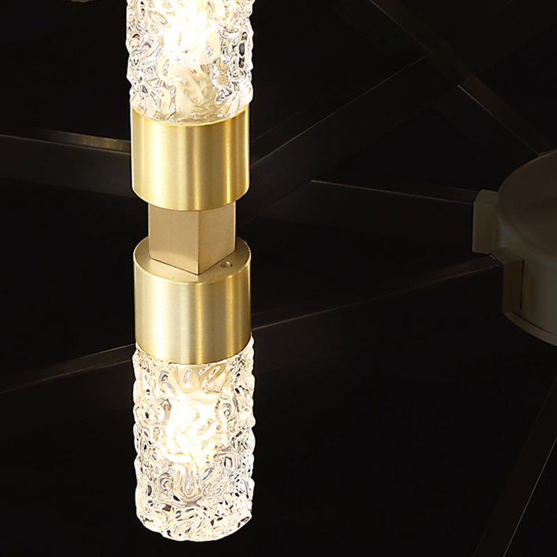 Minimalist Cylindrical Chandelier Pendant Light Metal Dinning Room Hanging Light Kit in Gold