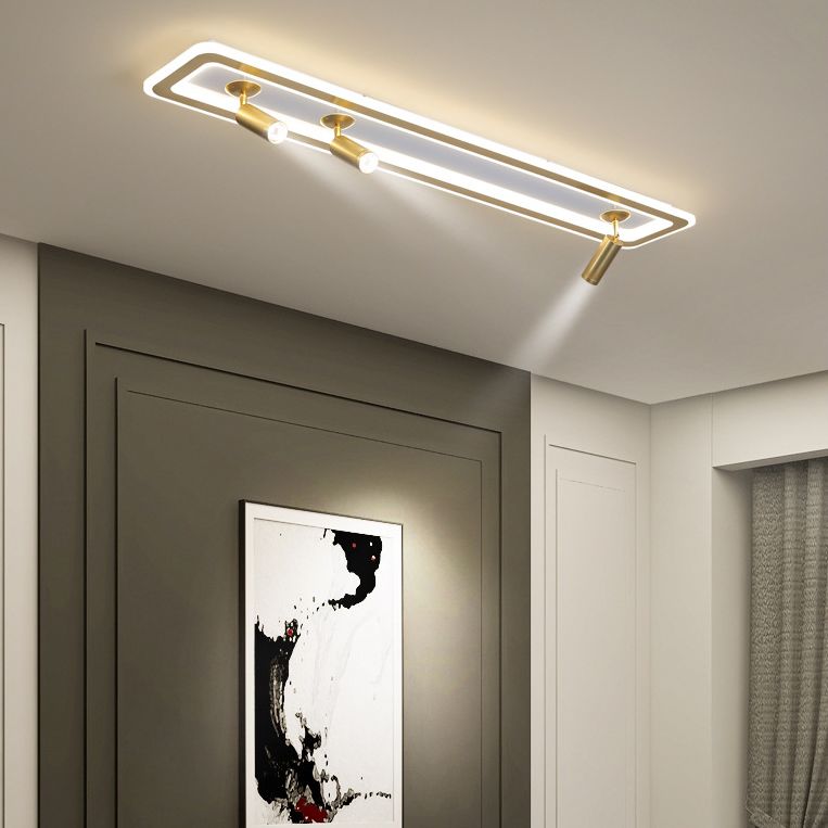Montaje de al ras del led de sombra acrílica rectangular en simplicidad moderna Luz de techo de metal con lámpara de aluminio