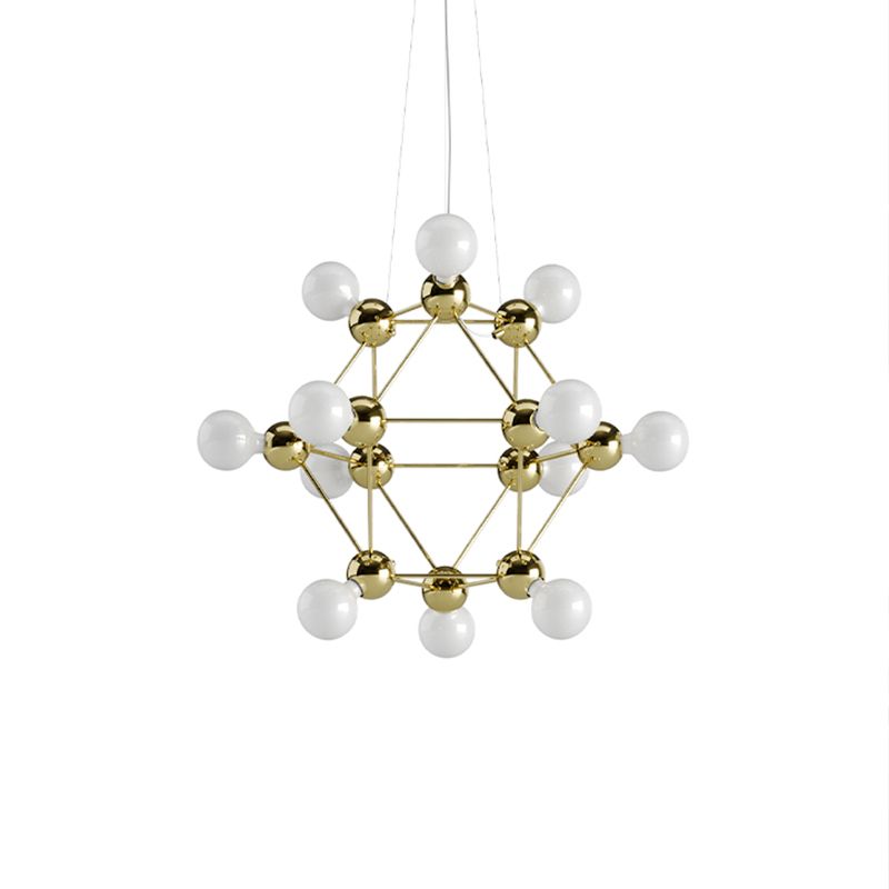 21-Light Contemporary Style Chandelier, Unique Linear Gold Metal Ceiling Light