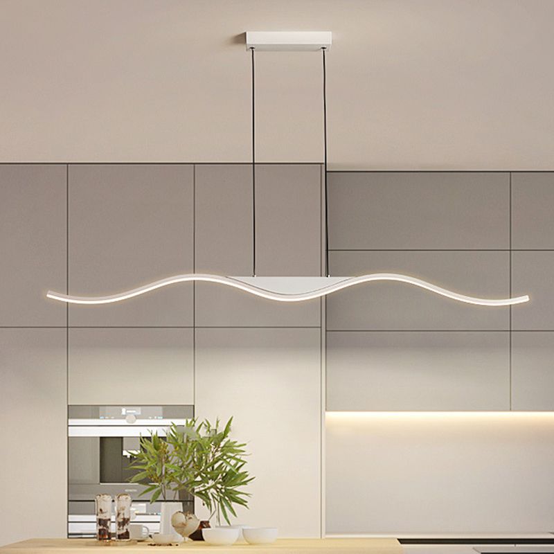 White Linear Kitchen Island Lighting Metal Square Ceiling Light for Living Room