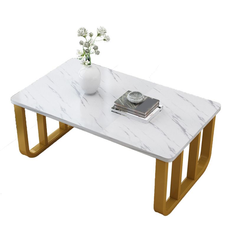 Contemporary Rectangular Coffee Table Faux Wood Sled Cocktail Table