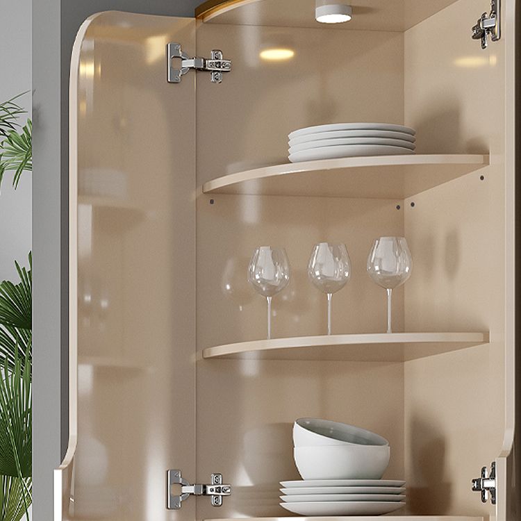 Scandinavian Bombe Accent Cabinet Solid Wood Side Cabinet in White