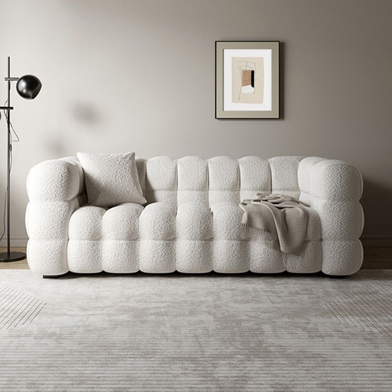 Divano con cuscino indietro con cuscini beige in pelle di lana/imitazione