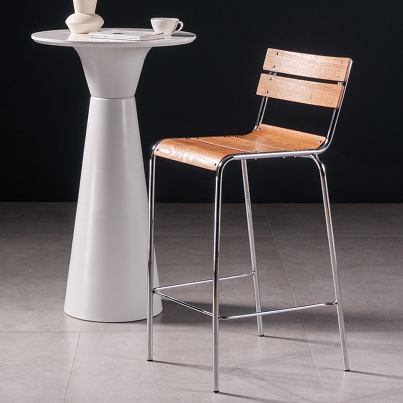 Contemporary Low Back Armless Bar Stools with Silver Metal Base