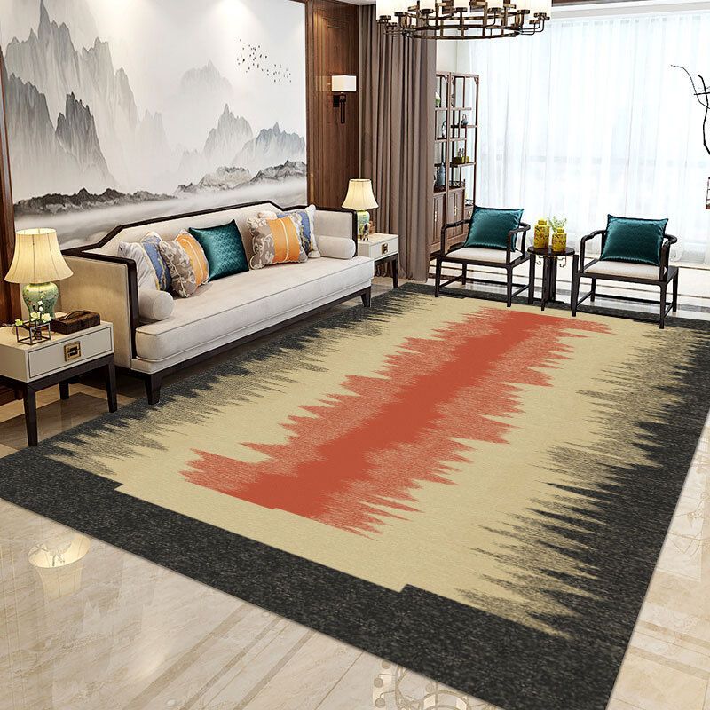 Grey Modern Rug Polyester Graphic Rug Non-Slip Backing Rug for Living Room