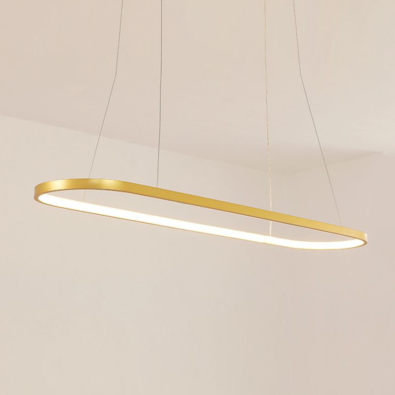 Luz de la isla contemporánea de metal ovalado 1 luces de la isla ligera en oro