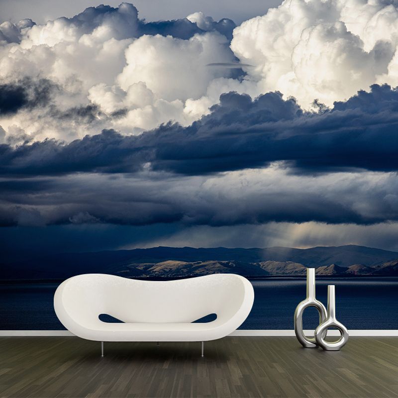 Contemporary Cloudscape Mural Mildew Resistant Wall Covering for Room Decor