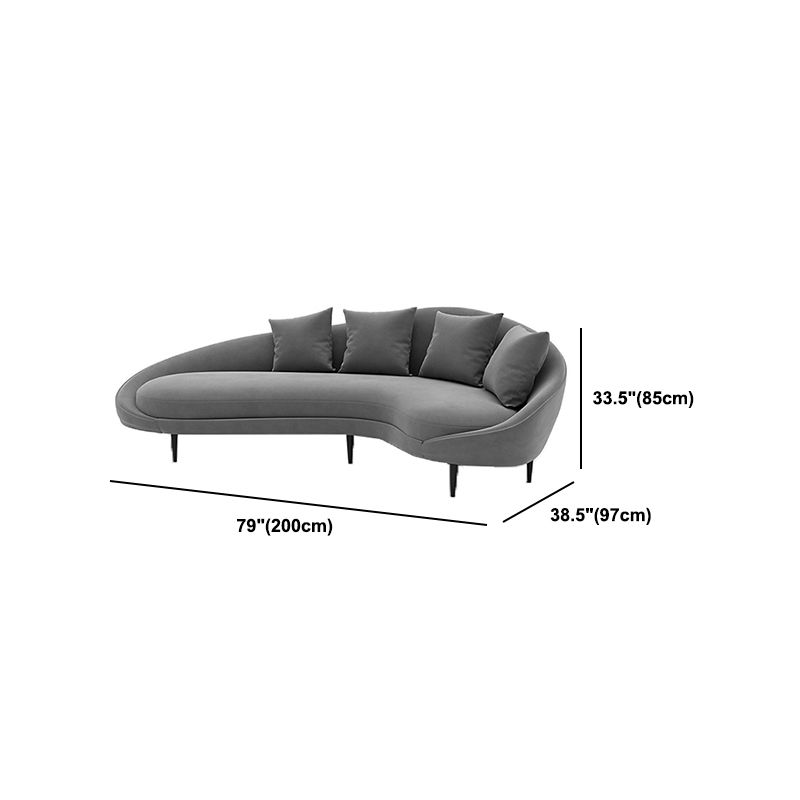 Sloped Arm Sofa Velvet Curved Sofa for Living Room, Apartment
