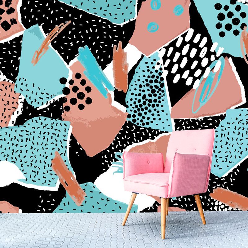Whole Rock Textured Wallpaper Murals Boho Exotic Spotted Wall Decor in Pink-Blue