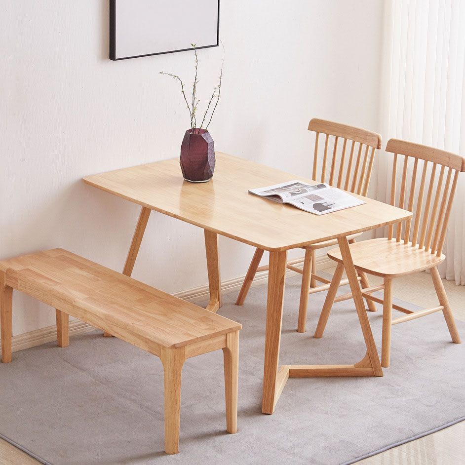 Modern 1/2/5 Pieces Dining Set Rectangle Rubber Wood Dining Table for Dining Room