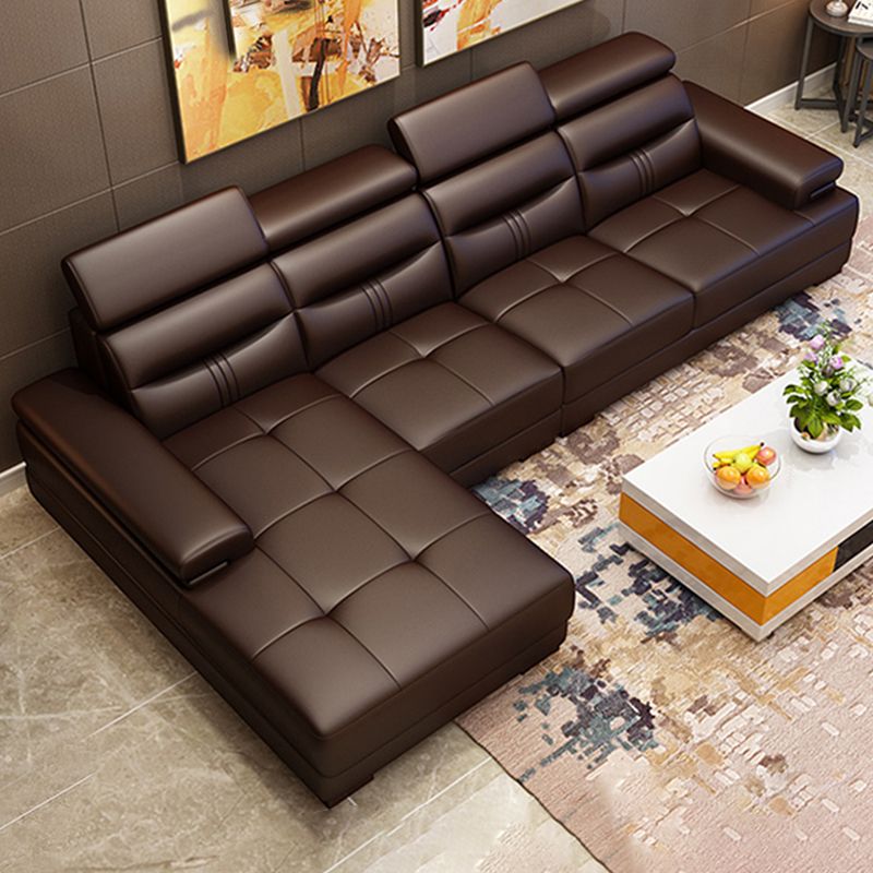 Contemporary Sectional Sofa Tufted Genuine Leather Sectionals