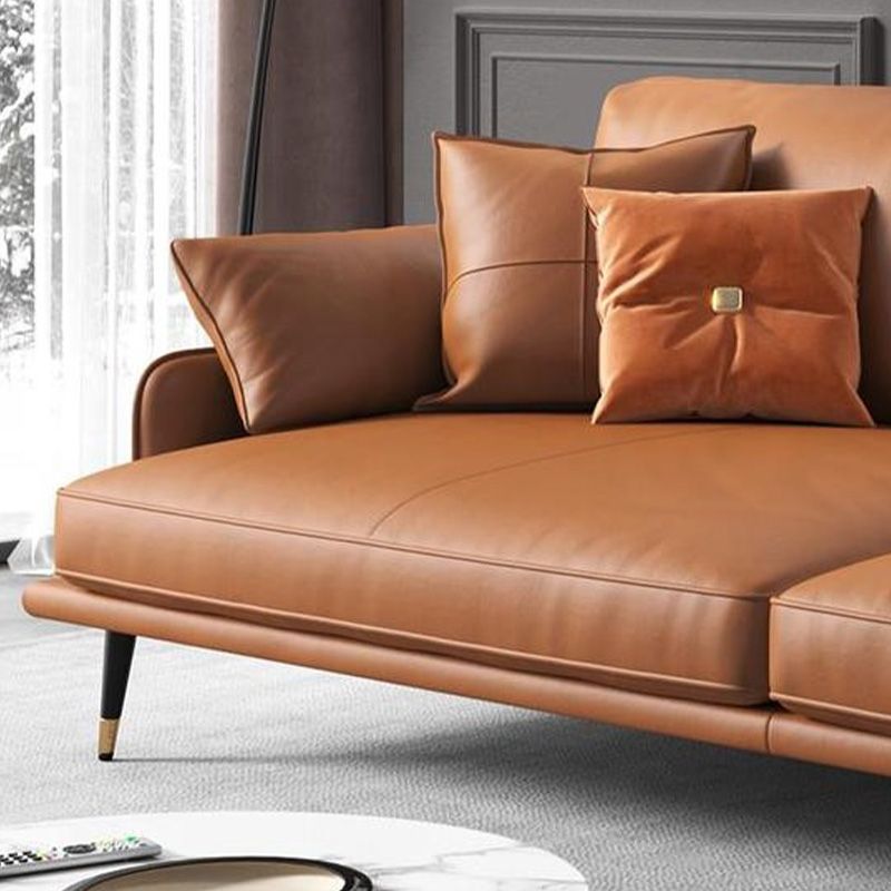 Contemporary Pillow Top Arm Seating Cushions with Pillows Sofa in Orange