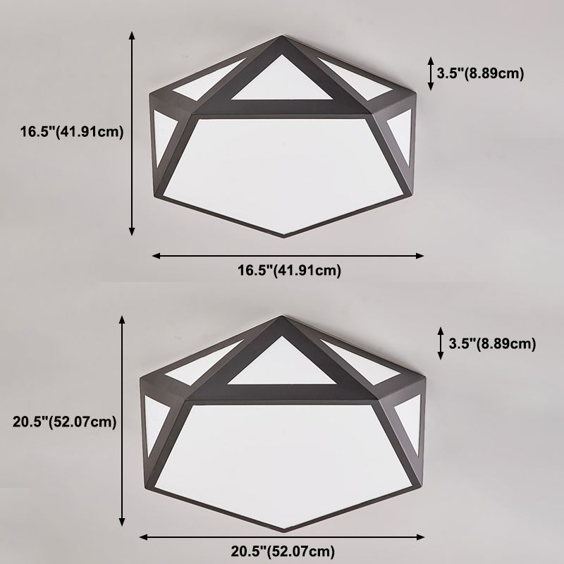 Metal Hexagon Flush Mount Ceiling Fixture Simple LED Flush Mount Fixture in Black