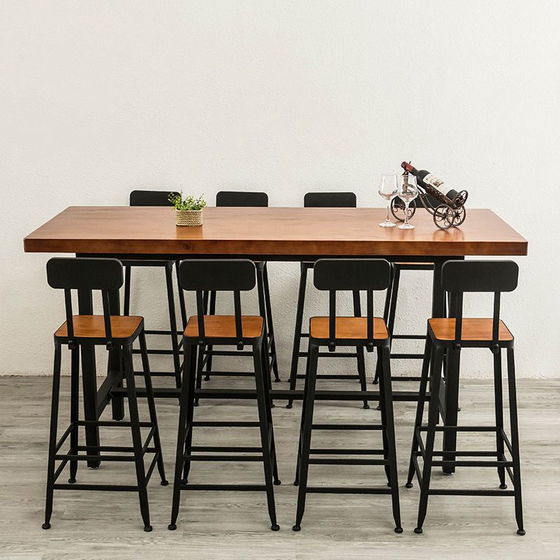 Contemporary Style Bar Table Set 1/2/9 Pieces Rectangle Bar Table with Wood Stools