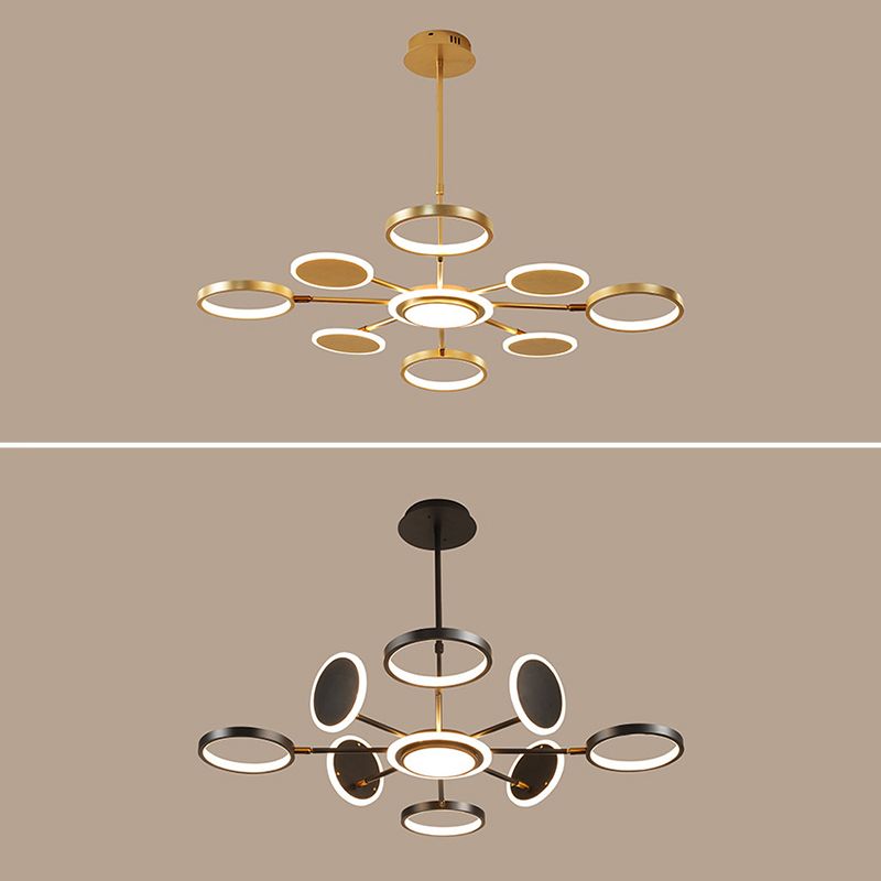 Metal Rings Ceiling Chandelier Minimalist Style LED Chandelier Light Fixture