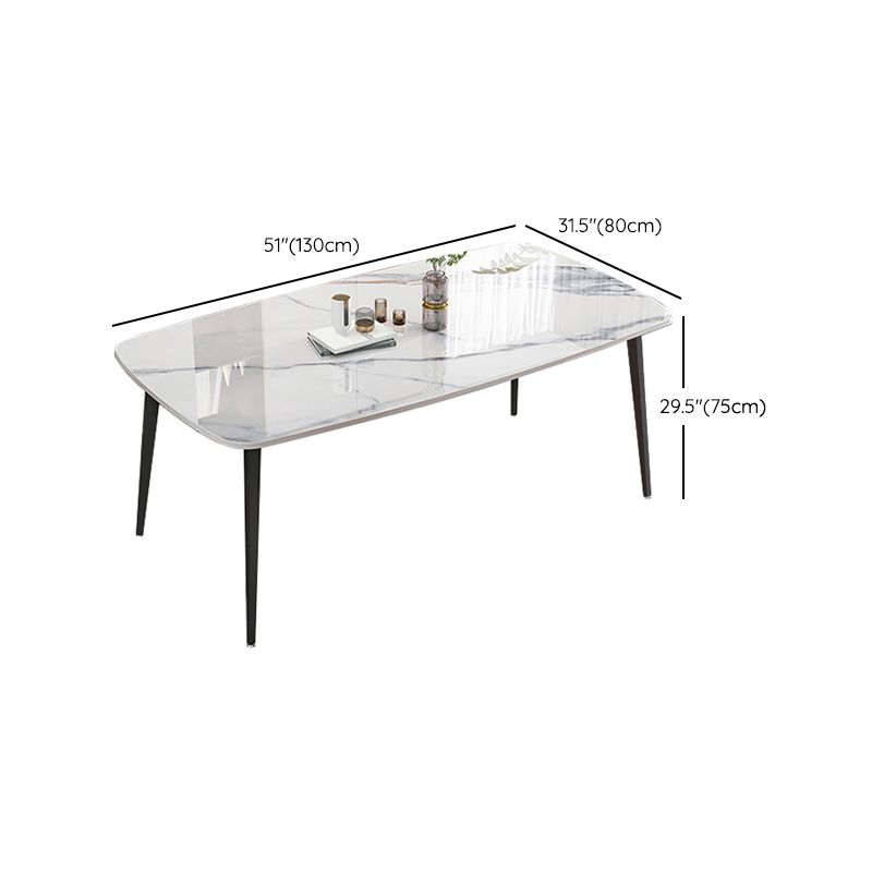 Modern Stone Rectangle Dining Table 4 Metal Legs for Dining Room