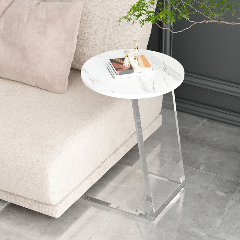 Gorgeous Style Sofa Side Accent Table Round Shape with Acrylic Base for Home