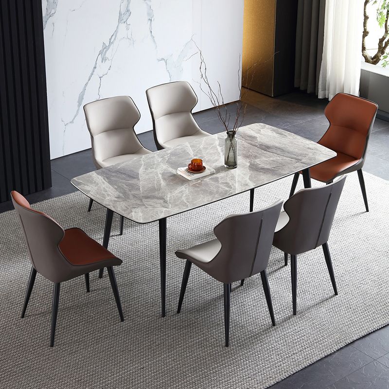 Modern Simple Side Chair Faux Leather Wingback Chair for Bedroom