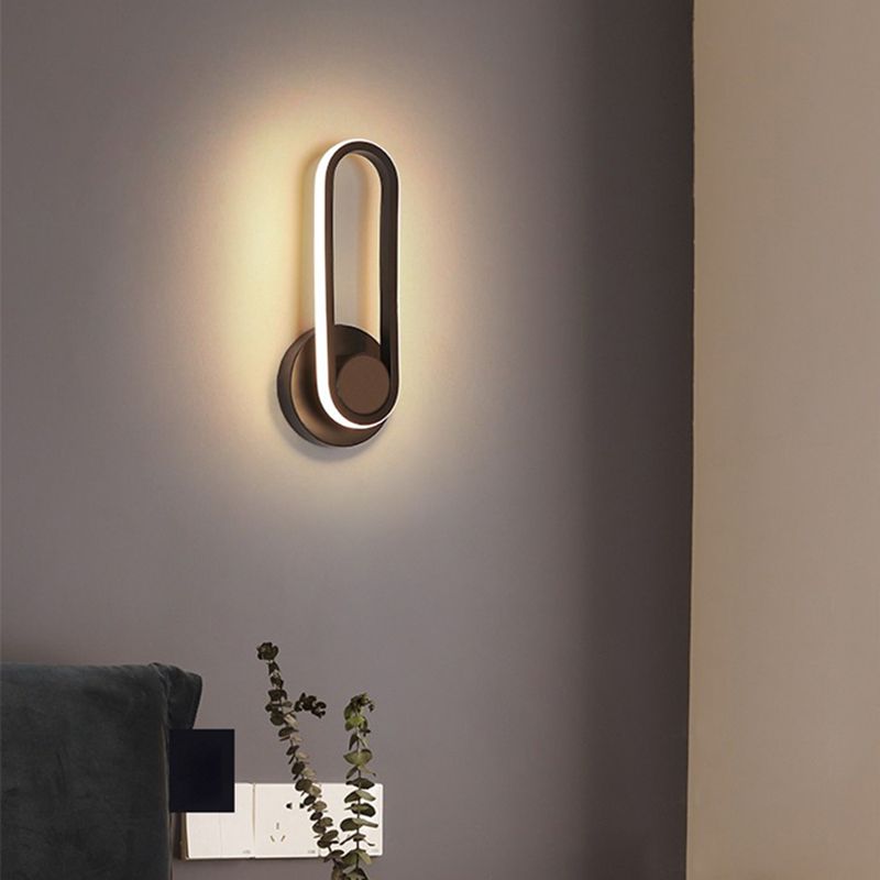 1-Light Ellipse Wall Mount Light Modern Style Metal Wall Mount Lighting