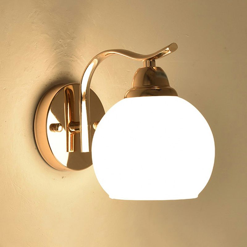 White Glass Dome Wall Lighting Fixture Modern Style Wall Light for Hallway