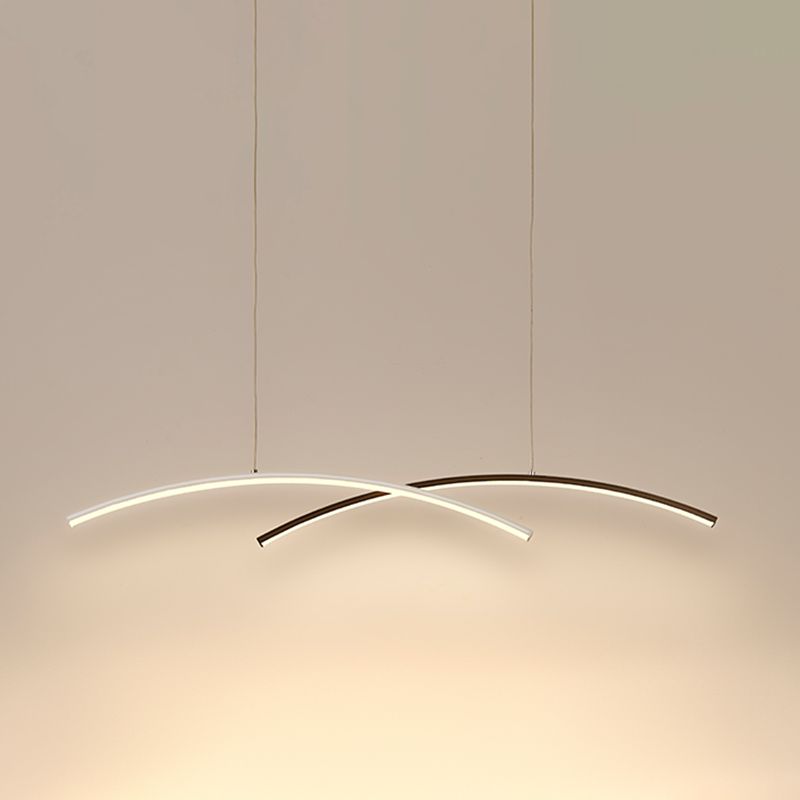 Nordic Modern Chandelier Lamp Linear Black and White Island Pendant for Dining Room