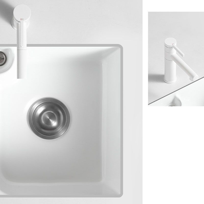 Traditional Undermount Vanity Sink Rectangular Porcelain Right Basin Bathroom Sink