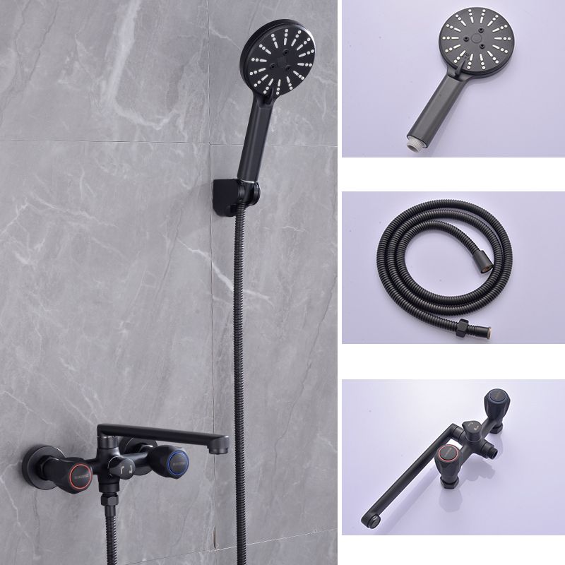 Modern Tub Faucet Trim Black Wall Mounted Swivel Spout with Handheld Shower