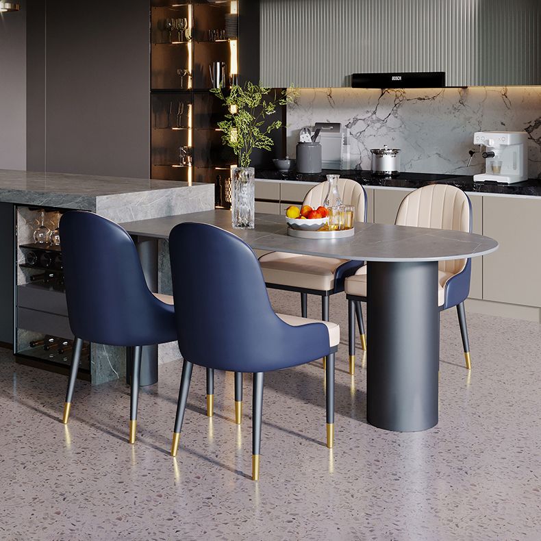 Modern Style Dining Table Sintered Stone Dining Table with Black Frame for Kitchen