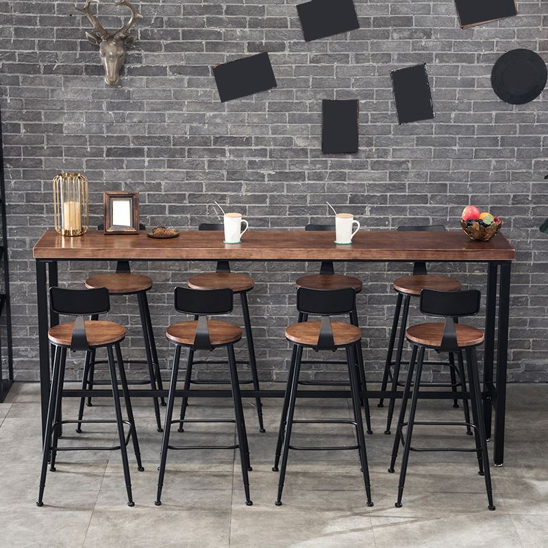 Rectangular Bar-height Table Wood Top Bistro Pub Table with Black Base
